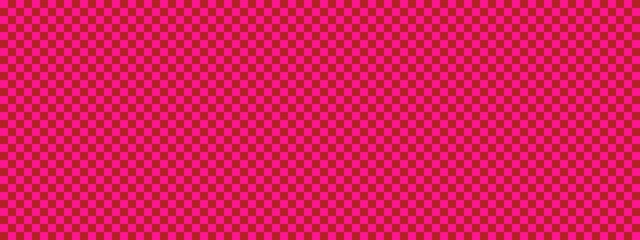 Checkerboard banner. Firebrick and Deep pink colors of checkerboard. Small squares, small cells. Chessboard, checkerboard texture. Squares pattern. Background.