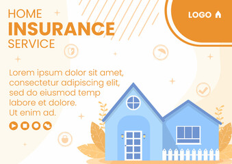 Property and Home Insurance Brochure Template Flat Design Illustration Editable of Square Background for Social media, Greeting Card or Web
