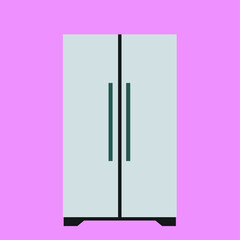 Refrigerator Cartoon Flat Vector Illustration