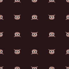 Owl pattern seamless in freehand style. Head animals on colorful background. Vector illustration for textile.