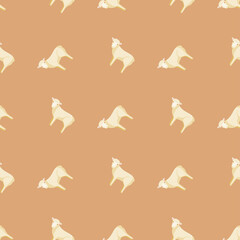 Seamless pattern of sheep. Domestic animals on colorful background. Vector illustration for textile.