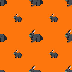Seamless pattern of rabbit. Domestic animals on colorful background. Vector illustration for textile.