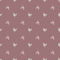 Seamless pattern of hen. Domestic animals on colorful background. Vector illustration for textile.