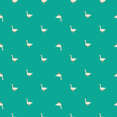 Seamless pattern of goose. Domestic animals on colorful background. Vector illustration for textile.