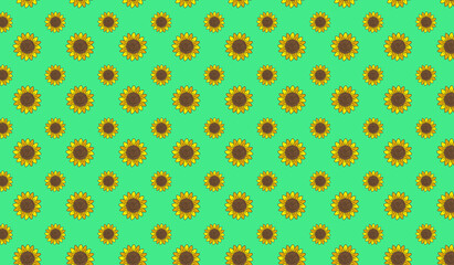 Sunflowers seamless pattern design. Simple beautiful seamless sunflower vector drawing background design.