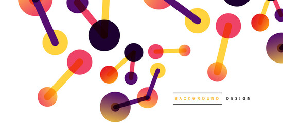 Abstract background. Round dots connected by lines. Trendy techno business template for wallpaper, banner, background or landing
