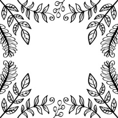 Doodle floral elements with leaves