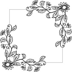 Floral frame background. Hand drawing illustration.