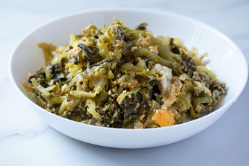 Fried Pickle Cabbage With Egg Recipes.Thai food