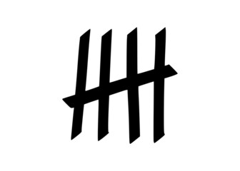 Tally marks to count days in prison. Tally marks for math lessons isolated on white background. Vector illustration