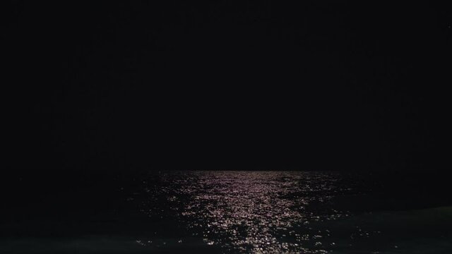 Dark sea and black sky at night
