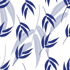 seamless pattern with bamboo indigo leaves