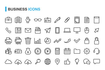 ビジネス関連の線画アイコンセット