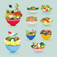 nine healthy food bowls