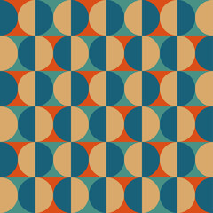 Bauhaus seamles pattern with round shapes