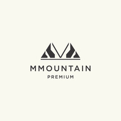 Letter M Mountain logo icon flat design template 