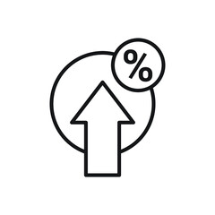 Loan percent growth line icon. Discount sign. Credit percentage symbol.  Vector illustration