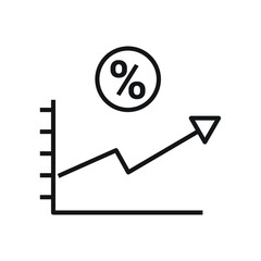 Loan percent growth line icon. Discount sign. Credit percentage symbol.  Vector illustration