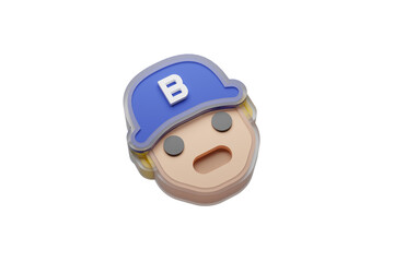 3D Isolated Boy Cap Emoji Male Character Face Internet Illustration on White Background