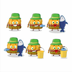 A fisherman hamburger gummy candy cartoon picture catch a big fish