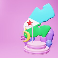 3d rendering of the holy month of ramadan in Djibouti for social media template