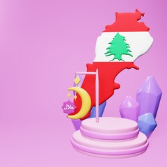 3d rendering of the holy month of ramadan in Lebanon for social media template