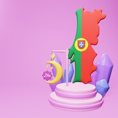 3d rendering of the holy month of ramadan in Portugal for social media template