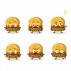 Cartoon character of hamburger gummy candy with what expression