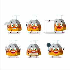 Cartoon character of gummy corn with various chef emoticons