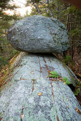 Balanced Rock on Ragged Mountain in Andover, New Hampshire.