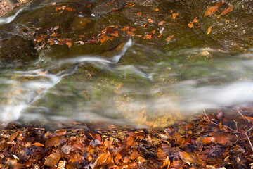 Misty rapids of Carr Brook in East Hampton, Connecticut.