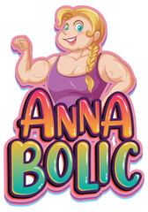 Muscular girl cartoon character sticker