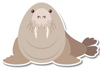 Chubby walrus animal cartoon sticker