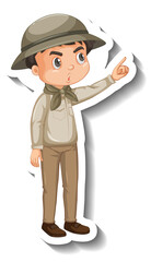 Boy wear safari outfit cartoon character sticker