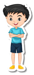 Obraz premium Asian boy cartoon character sticker