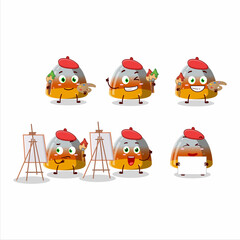Artistic Artist of gummy corn cartoon character painting with a brush