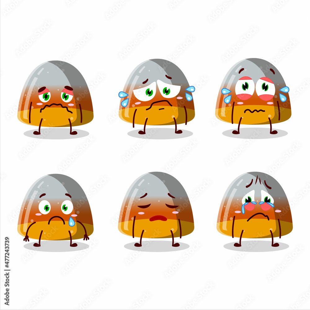 Sticker Gummy corn cartoon character with sad expression