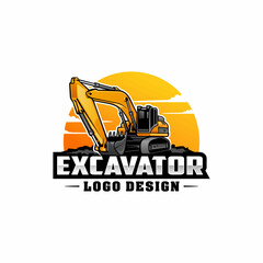excavator - heavy equipment construction - earth mover logo vector isolated © winana