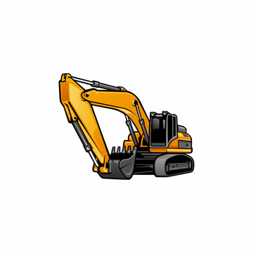 excavator - heavy equipment construction - earth mover vector isolated
