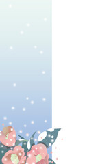 Fototapeta premium 喪中ハガキイラスト 素材雪降る日の寒椿