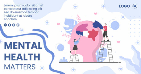 Mental Health Care Post Template Flat Design Illustration Editable of Square Background for Social media, Greeting Card and Web