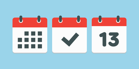 Vector page calendar number 13, done, agenda app