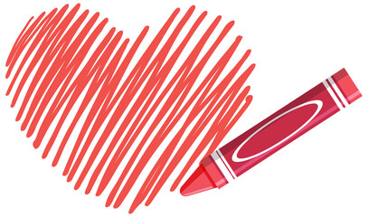 Fototapeta premium Heart written by red crayon