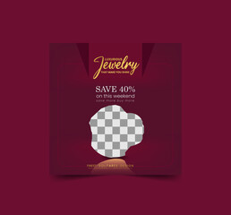 Jewelry social media post banner or square flyer design template