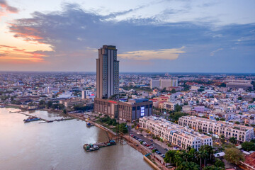 Aerial view  the center of Can Tho city, the largest city in the Mekong Delta