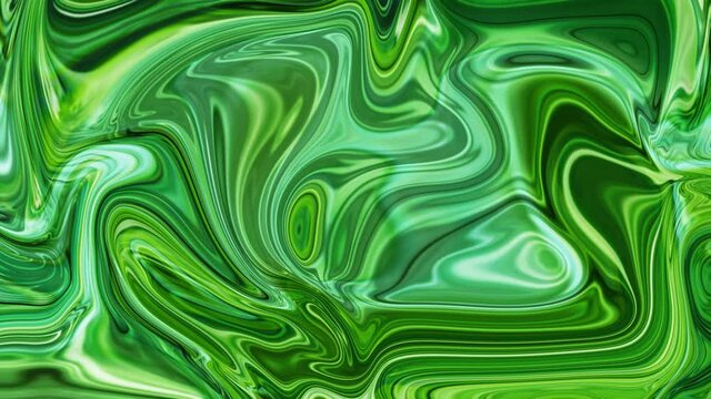 Green color abstract marble texture liquid animated background, Abstract background marble liquid animation