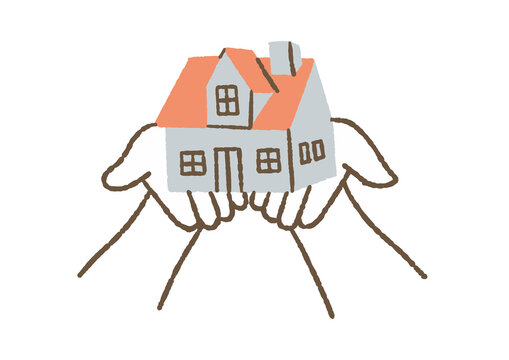 recommend clip art: 両手に家のミニチュアを乗せている_色