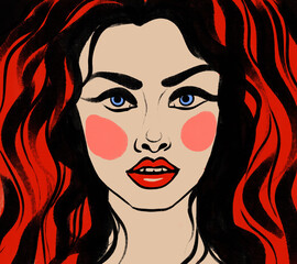 fashion portrait of a beautiful attractive red-haired girl or woman