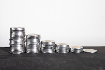 stack of coins on white background
