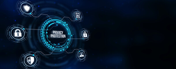 Internet, business, Technology and network concept. Cyber security data protection business technology privacy concept. 3d illustration